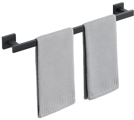 Mooche Porte Serviette Salle de Bain, Longueur 60 CM, Barre Serviette Salle de Bain en SUS304 Acier Inoxydable, Porte Serviette Murale à Cuisine ou Douche, Noir