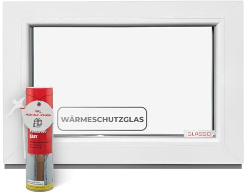 Ventana de cristal fijo de 85 x 60 cm, acristalamiento triple – todos los tamaños ventanas de plástico con perfil de 76 mm – Ventana de sótano (ancho x alto): 850 x 600 mm, perfecta para ventanas de