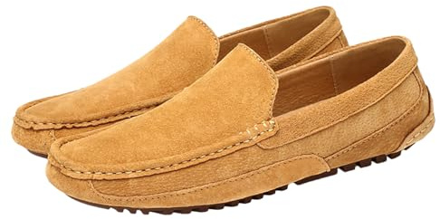 YANFJHV Chaussures bateau 43 Oxford pour homme - Chaussures d'affaires en daim - Chaussures de loisirs antidérapantes - Mocassins flexibles avec semelle souple - Chaussures d'été extra larges pour la