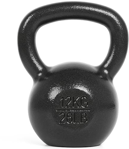 unycos - Kettlebell 12 kg in Ghisa con Rivestimento Resistente, Peso con Impugnatura Ergonomica Antiscivolo, Compatto e Facile da Trasportare per Palestra, Fitness, Bodybuilding, Muscoli (Nero)