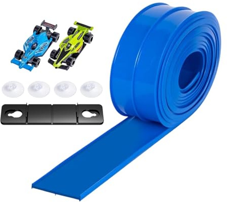 F Fityle Pista de Carreras de Autos, Juguete de Pista de Carreras, Bricolaje, Divertido, Multiusos para niños y niñas, Ligera, con ventosas Fuertes, Azul