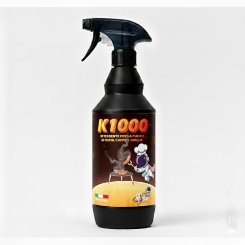 Detergente Pulizia Forno K1000 | Sgrassatore per Grasso Cotto e Incrostazioni | Griglia Barbecue, Grill e Cappe | Spray Uso Puro o Diluito | 750 ml Made in Italy