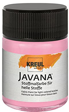 KREUL 91927 - Javana Stoffmalfarbe für helle Stoffe, 50 ml Glas in leuchtrosa, geschmeidige Farbe auf Wasserbasis mit cremigem Charakter, dringt fasertief ein, waschecht nach Fixierung