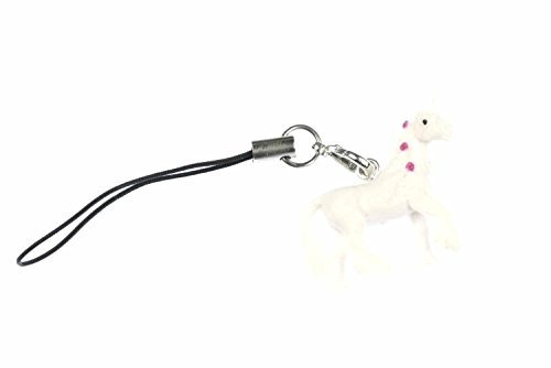 Miniblings Einhorn Handyanhänger Pferd Handyschmuck Unicorn Fantasy weiß Punkte- Handmade Modeschmuck I Anhänger Handyschmuck Schlüsselanhänger
