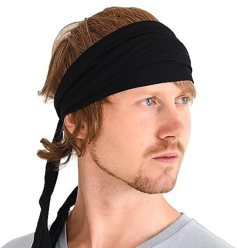 CHARM Pre Atada Cinta Para El Pelo Bohemio Cabello Banda Verano Hombres Damas Cabeza Envolver Hippie Negro
