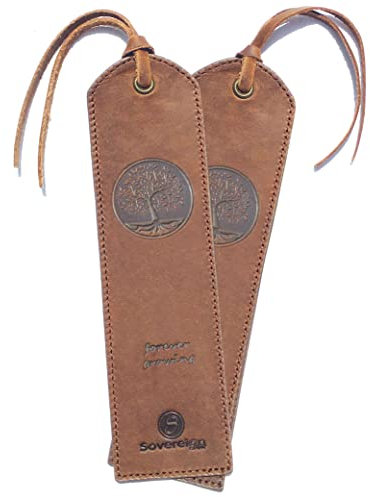 Leder Lesezeichen Mit einzigartigem Baum des Lebens Design Handgefertigtes Mit Traditionellem Quasten Lesezeichen. Echtleder Einzigartige Geschenke Für Frauen, Männer - 2er Pack