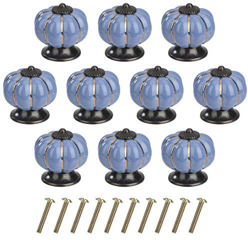 MengH-SHOP Pomolo per Mobile di Zucca Pomelli per Porta Ceramica Maniglia per Armadietto con Viti per Porte Armadietti Cassetti e Guardaroba Accessori Mobili 10 Pezzi Blu