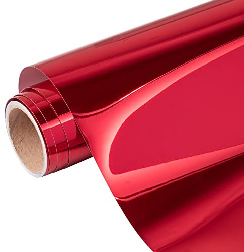 VINYL FROG Chrome Mirror Red Vinyl Roll - Glossy, Permanent, 30.5x155CM - Ideal for Craft, Decor Sticker Works with Cameo