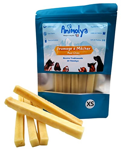 Golosinas para perros – Bastón de queso masticable – 100% natural – Barra resistente – Ocupación y masticación – Higiene dental – Hueso lúdico y saludable (talla XS – Lote de 5)