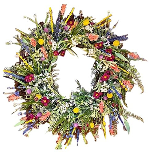 SunaOmni Corona de primavera para puerta, guirnalda de flores silvestres, multiusos, guirnalda decorativa, corona de primavera, corona de puerta, guirnalda colorida primavera-verano para puertas