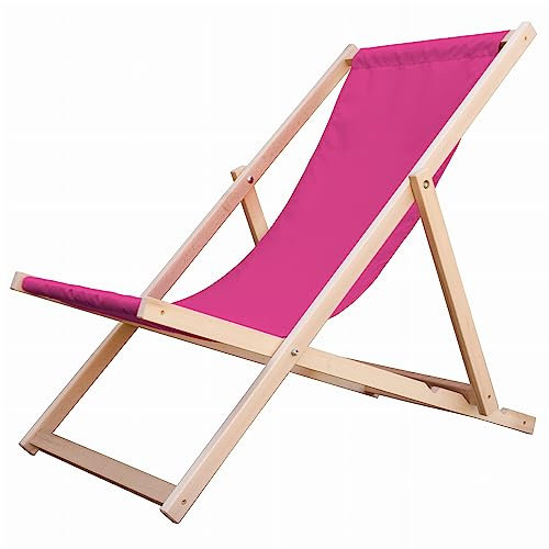 Merino Wool Lounger Traditional Line Sonnenliege Klappbar, Gartenliege Rückenlehne verstellbar leicht klappbar Garten Balkon Strand Holzklappstühle Naturholz Lounger (Pink)