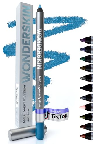 Wonderskin Eyeliner Stift 1440 Langhaftender Blau Kajalstift - Wasserfester, anspitzbarer Kajalstift & wischfester (Aqua)