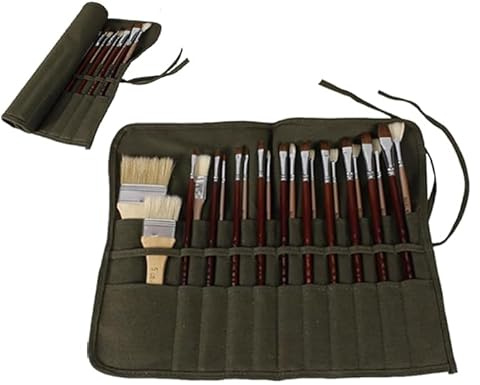 haozaikeji 22 Slots Art Paint Brush Holder Canvas Roll Paint Brush Bag Watercolor Oil Carrier Draw Pen Pouch Case Large Capacity Brush Organizers Art Supplies for Artist Students