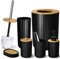 GMISUN Badezimmer Set 6-teiliges, Schwarz Seifenspender Set mit Mülleimer, Seifenspender Set und Zahnputzbecher Set, Seifenschale, Toilettenbürstenhalter, Farmhouse Boho Badezimmer Zubehör Set