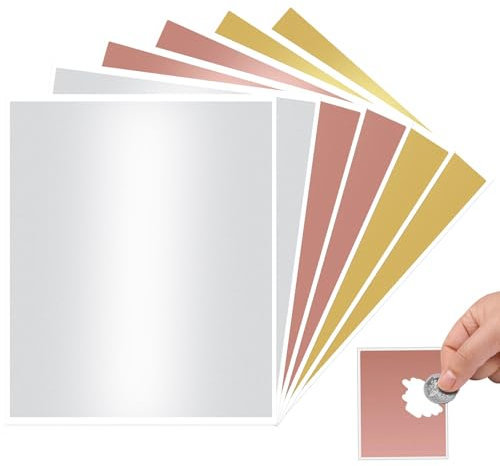 Luckwaii 6 Stück Groß Rubbelaufkleber, DIY Rubbellose Selber Machen Rubbelkarte und Goldenes Ticket 27x20mm Rub on Sticker für Hochzeit Weihnachten Geburtstage Schwangerschaft (Gold/Silber/Roségold)