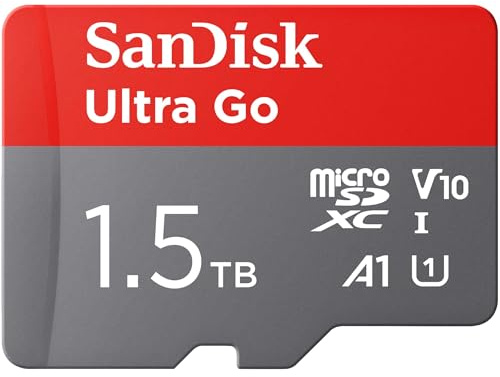 SanDisk 1,5 TB Ultra Go microSDXC UHS-I-kort, upp till 150 MB/s läshastighet, V10, U1, C10, A1, Full HD
