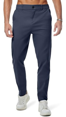 Elegancity Mens Chino Trousers Slim Fit Tapered Leg Dress Pants Cotton Twill Chinos Smart Casual Stretch Pants with Pockets