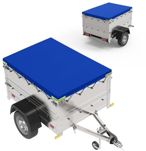 Anhänger Flachplane 258x136x10cm Verstärkte PVC Plane Wasserdicht Reißfest für Stema Böckmann PKW 750kg Blau