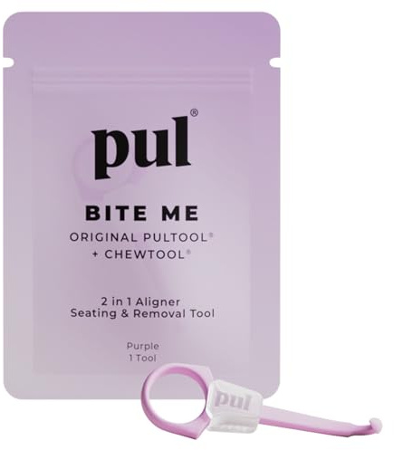 PUL 2-i-1 justerare borttagningsverktyg och tuggtabletter för invisalign justerare, hållare och brickor – patenterat invisalign borttagningsverktyg för enkel borttagning och säker passform – paket med