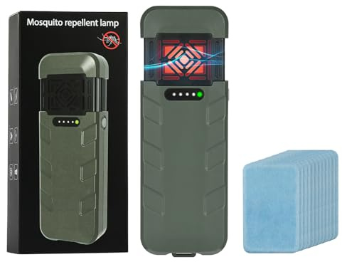 vsshe 3 en 1 Repelente de Mosquitos eléctrico, Repelente de Mosquitos portátil con Linterna de Camping, batería 9600 mah, para Exteriores, Mochilas y Camping