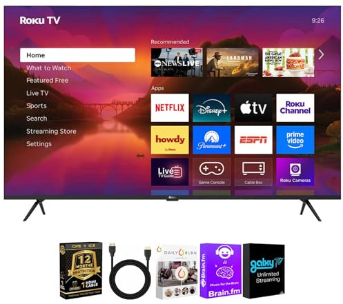 Roku 75R6C7KIT1 75 inch Class Plus Series 4K QLED Mini LED Smart TV Dolby Vision HDR10 Plus 120Hz WiFi Voice Remote HD