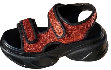 Genérico Sandalias Mujer Verano Cuña Pies Anchos Zapato Zapatillas de Tacón Alto de Talla Grande Comercio Exterior,Nuevas Y Elegantes,para Primavera Y Verano,Sandalias Mujer Caminar (Red,41)