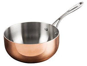 Vogue Tri Wall Kupfer-Bratpfanne, 200 mm/1,8 Liter, Material: Aluminium/Stahl/Kupfer, dreiwandig – Induktionskochfeld, Gas-, Elektro- und Solid-Top-kompatibel, CM677