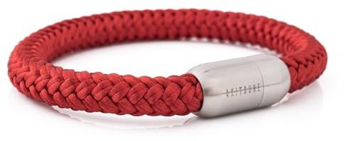 Akitsune Portus segelrep armband | magnetisk kapselstängning armsmycken kvinnor ankare män maritim – silver, 23 centimeters, Nylon