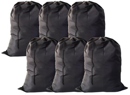 YETHAN Extra Large Laundry Bag 6 Pack, Travel Laundry Bags with Drawstring Closure, 30x40, for college, dorm and apartment dwellers (6Pcs Black)