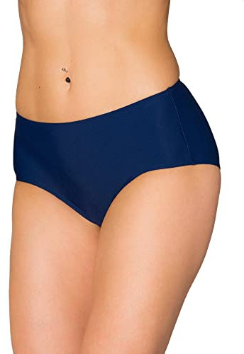 Aquarti Bikinihose Damen mit Mittelhohem Bund – Klassische Bikinihosen für Damen in Unifarben, Farbe: Dunkelblau, Größe: 42