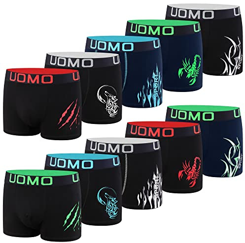 L&K Lot de 10 Boxers Homme avec Magnifiques Motifs Coton Style 1120 - Multicolore M