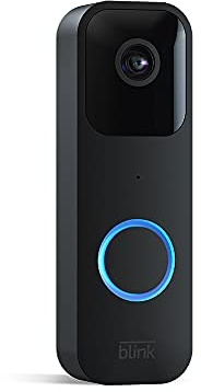 Like-New Blink Video Doorbell — Two-way audio, HD video, long-lasting battery life, wired or wire-free install, motion detection, chime app alerts, Works with Alexa (Black)