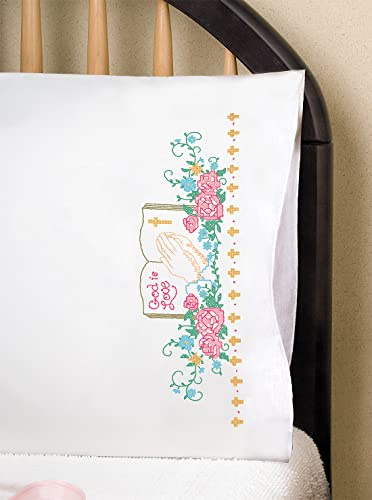 God is Love Stamped for Embroidery Pillowcases - Set of 2