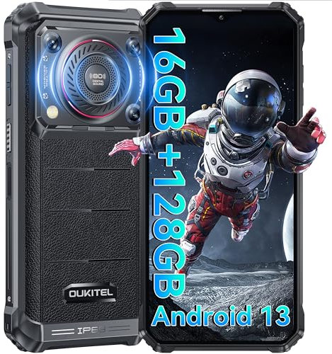 OUKITEL WP36 Rugged Smartphone Android 13-16GB+128GB Mobile Phones, 128dB Super Speaker, 10600mAh Battery, 6.52 FHD+ Display, IP68 Waterproof Phone, 13MP+5MP Camera, 4G Dual SIM, NFC/OTG/GPS