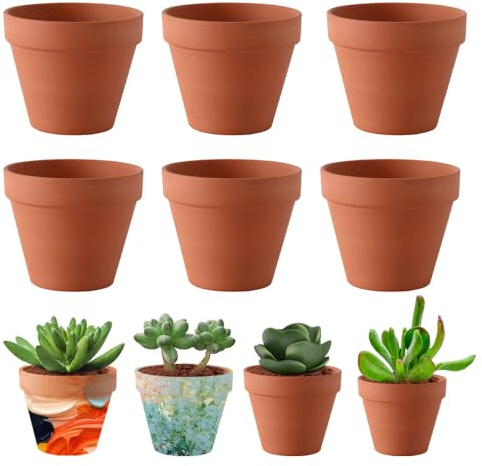 TGKYK Maceta Terracota, 6 Piezas 10cm Mini Macetas, Macetas de Barro con Agujero de Drenaje, Macetas de Terracota para el Cultivo de Plantas, Decoración de Interior y al Aire Libre