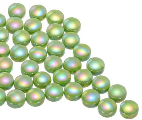 sourcing map Ceramics Beads,70pcs Flat Ceramics Gemstone Light Green Iridescent 0.22lbs (0.47-0.87) Ceramics Marbles Pebbles for Vase Fillers Aquarium Decor DIY Craft