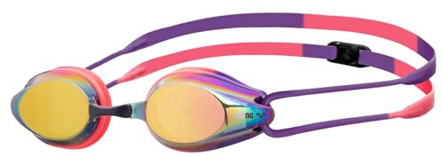 ARENA Tracks Lunettes de natation unisexes pour adulte - Pour nageurs de compétition - Approuvées par la FINA - Verres miroir anti-buée - Cuivre/prune/corail vif