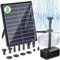 Biling Solar Pond Foundtain with Battery Backup, 6W 300L/H Solar Water Pump with 3000mAh Battery Backup, with Filter DIY 5ft Tubing Solar Fountains Water Feature for Garden Ponds, Pool, Fish Tank