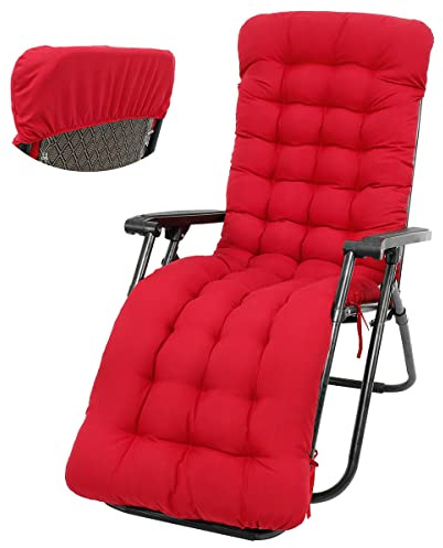 SUPPUIMNT Liegenauflage,Auflagen für Gartenliegen mit Einstellband und Anti Rutsch Kappe,170x50cm,Sonnenliege Sitzkissen mit Antirutsch,Bequeme PolsterauflageLiegestuhl Kissen,(Ohne Stühle) (Rot)