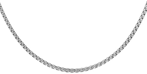sourcing map Square Chain Necklaces 2mm Wide 19.7 Inch Long Stainless Steel Round Box Necklace Chains for Men Women, Silver Tone