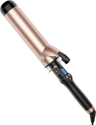50mm Extra Large Curling Tong Long Barrel,Dual Voltage 100-240V,Beach Waves | Extra Large Curling Iron 50mm for Long Hair,Long Barrel Curling Wand 2 inch Ceramic Tourmaline,110-210°C,Auto Shut Off
