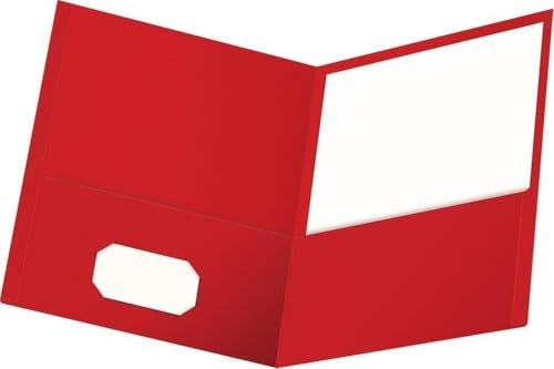 Oxford Two Pocket Folders, Textured Paper, Red, For School, Home, and Office, Letter Size, 25 Per Box (57511EE)