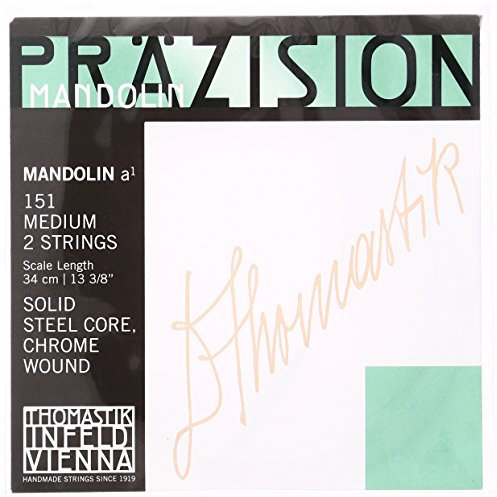 Thomastik Einzelsaite A 151mittel (1 Paar) poliertes Chromstahlband, flatwound für Mandoline Präzision Satz 154mittel
