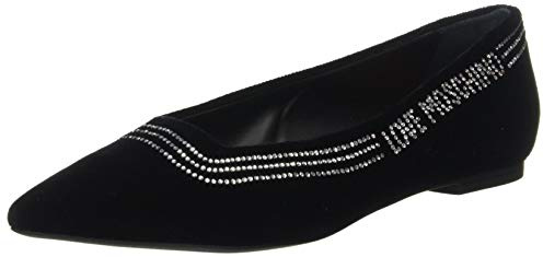 Love Moschino, Ballerine da Donna in Velluto, Collezione Autunno - Inverno 2020. Made In Italy, Colore: Nero. Taglia 39