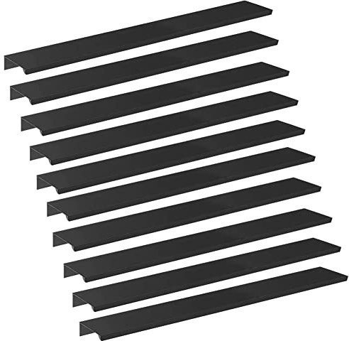 JNRFTY 10pcs Poignée d'Armoire,Poignées de Meuble Pour Tiroir, Armoire, Tiroir, Placard de Cuisine,Distance du Trou-224mm,Noir