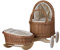 e-wicker24 Alles aus Weide Puppenwagen und Puppenwiege aus Weide mit Bettwäsche in Pink (Beige)
