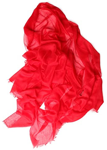 Prettystern Damen 100% Kaschmir-Wolle leicht Ring Pashmina-Schal festlich Kaschmir Scarf XL feine Cashmere 13. Rot