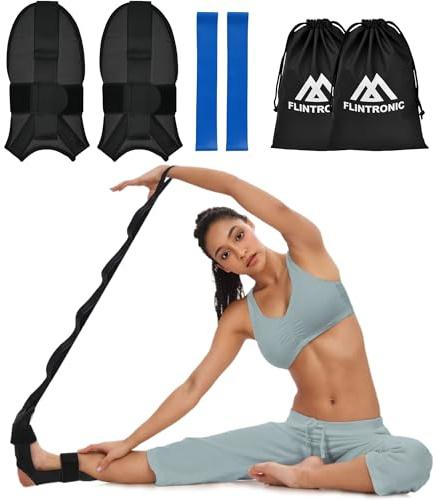 Flintronic Fascia per Yoga, Stretcher per Yoga, Cinghia per esercizio, Gambe Cintura di stretching Ligamenti, Cinghia elastica per Yoga per Fitness, Pilates (nero)