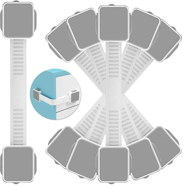 6 Stück Kindersicherung Schrank Schranksicherung, Schubladensicherung Baby für Tür Kühlschrank und Schubladen, Türsicherung Kinder mit 3M Kleber ohne Bohren und Entriegelungsknopf