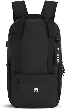 Sherpani Camden, Convertible Backpack, 3 in 1 Tote Bag, Travel Backpack, Crossbody Bag for Women, Cross Body Purse, Raven Classic, One Size, Convertible Backpack Tote